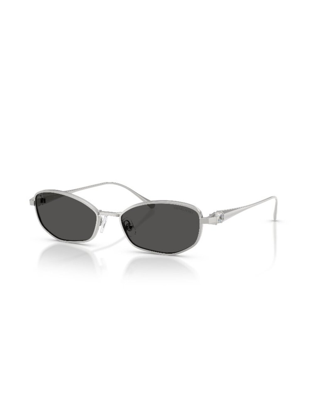 New Swarovski Women's Sunglasses Silver Grey Lens Metal Frame SK7042 400187 55